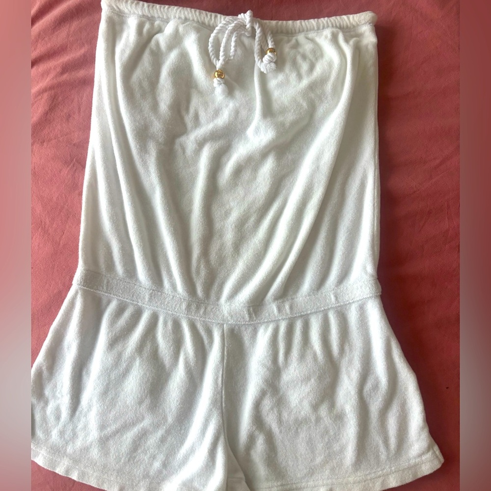 Juicy Couture Y2K White Strapless Terry Romper Size Small